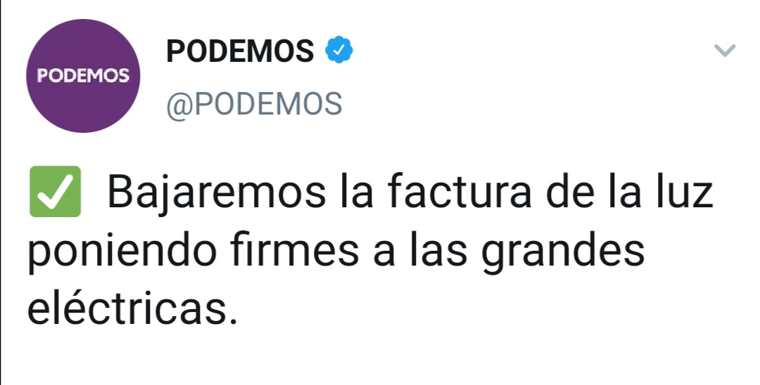 numer344's tweet photo. Un saludo a todos los mendrugos que votaron a Podemos después de prometerles que iban a poner firmes a las eléctricas.

7/11/19 https://t.co/QHHSartHtJ