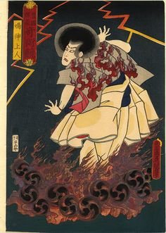 2/𝙆𝙖𝙜𝙪𝙩𝙨𝙪𝙘𝙝𝙞 (Hinokagutsuchi, Homusubi) is the god of fire, volcanoes and the patron deity of blacksmiths and ceramic workers. He's the son of Izanami and Izanagi. During his birth, his fierce heat killed his mother in the process (he was too hot to handle).