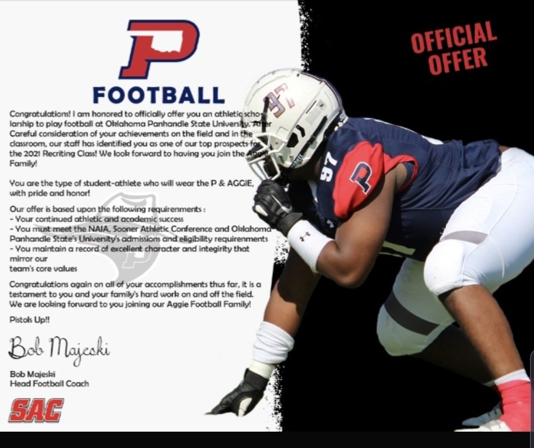 TannerN7102's tweet photo. I am grateful for this official offer from Oklahoma Panhandle State University. Thank you for the opportunity!!!
@BlakeCrandall @CoachRiepe 
@adamolson1982 @CoachM_Martin https://t.co/BL8JBlfU8J