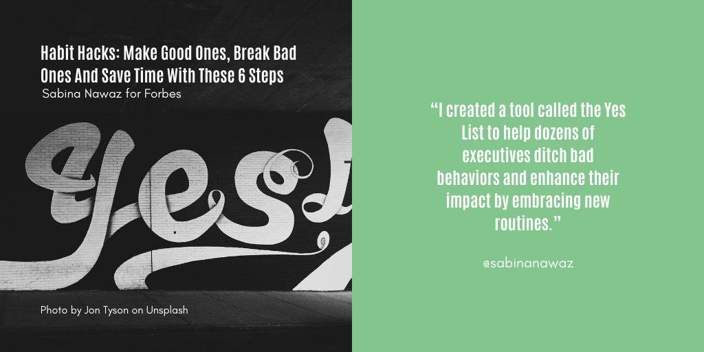 sabinanawaz's tweet photo. The Yes List: a 20-second tool for transforming your habits - https://t.co/A2DZfjCNVy
#HabitHacks #Habits #Change #Proactivity #Transformation #YesList https://t.co/uzyutaHc7J