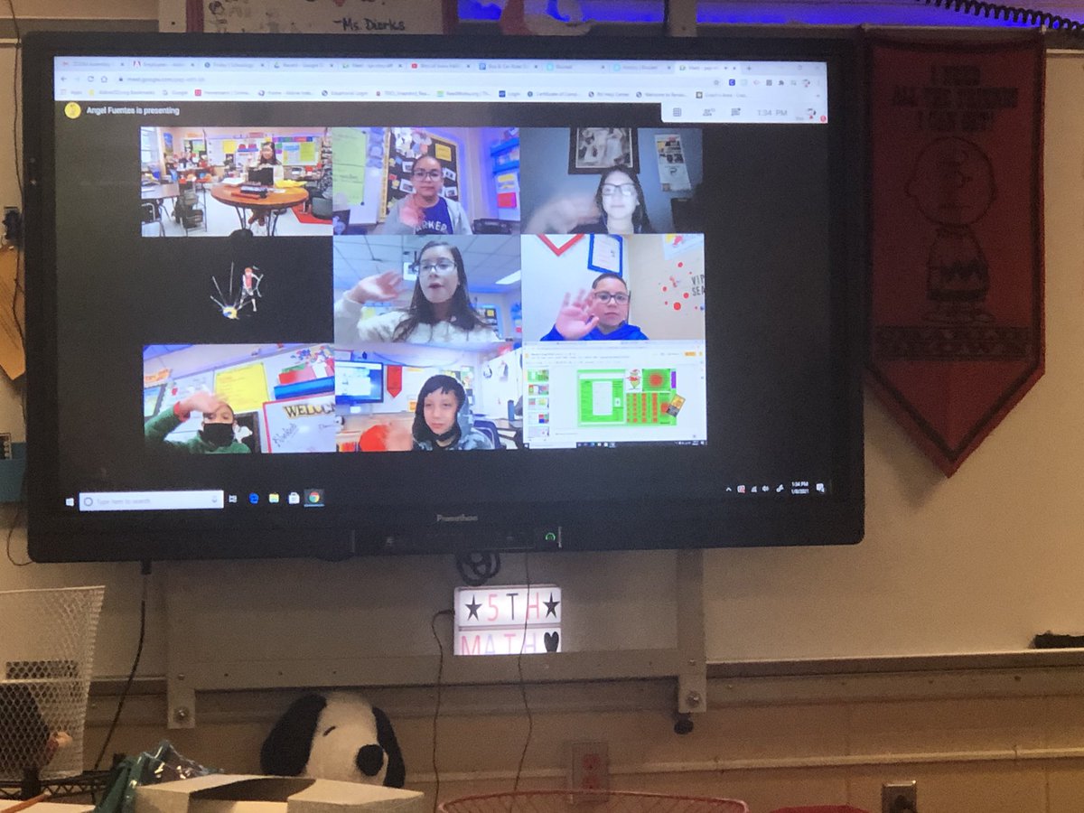 HerranInAldine's tweet photo. Thank you to @KariDierks for letting us celebrate our Output Page winners in #campsnoopy! We shared our favorite pages via @GoogleMeet2, had some Happy Meals from @McDonalds, and even had a special visit from @Snoopy! Well done kiddos! #proudteacher #hardworkpaysoff #PESPowerUp https://t.co/8vWaxBn3sH