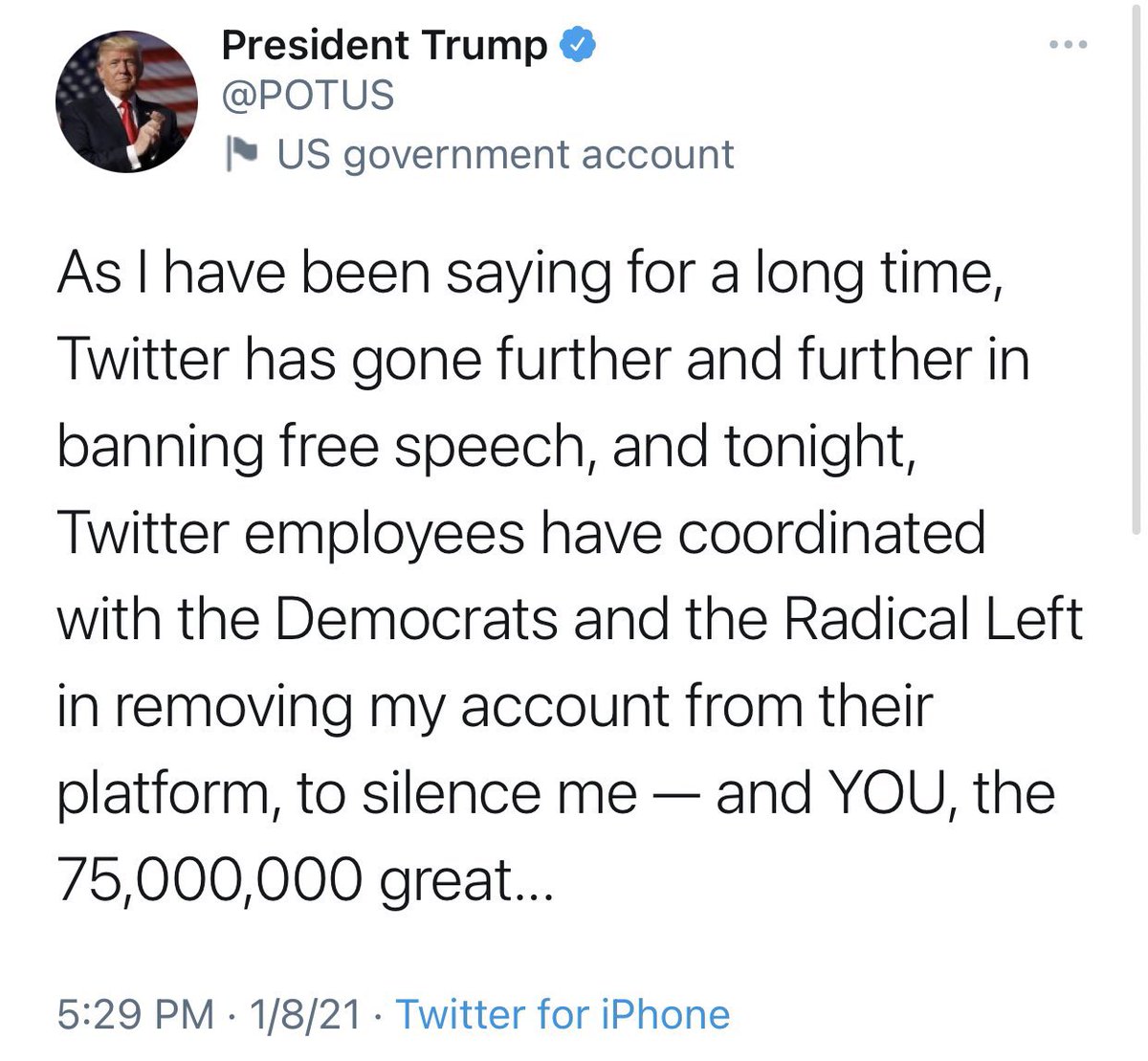 JustJess020786's tweet photo. RT to get President Donald Trump’s message out!

Twitter deleted this post right away as soon as he posted it.

RT for our President!! https://t.co/3vYkS2iZax