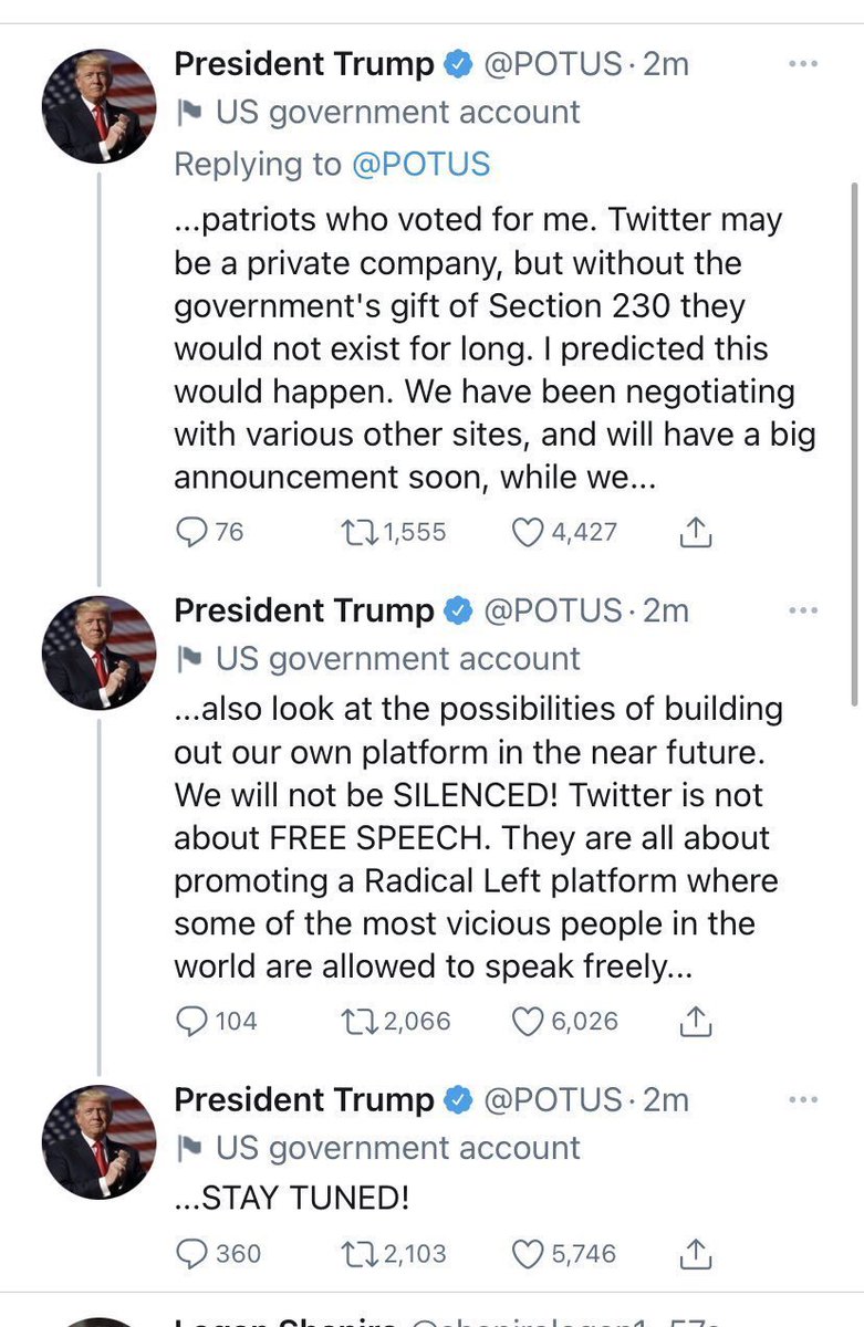 Trump jumped on his alt  @POTUS and apparently wants to create a new platform! Twitter shut him down asap, but can you imagine how bad a Trump platform would be?