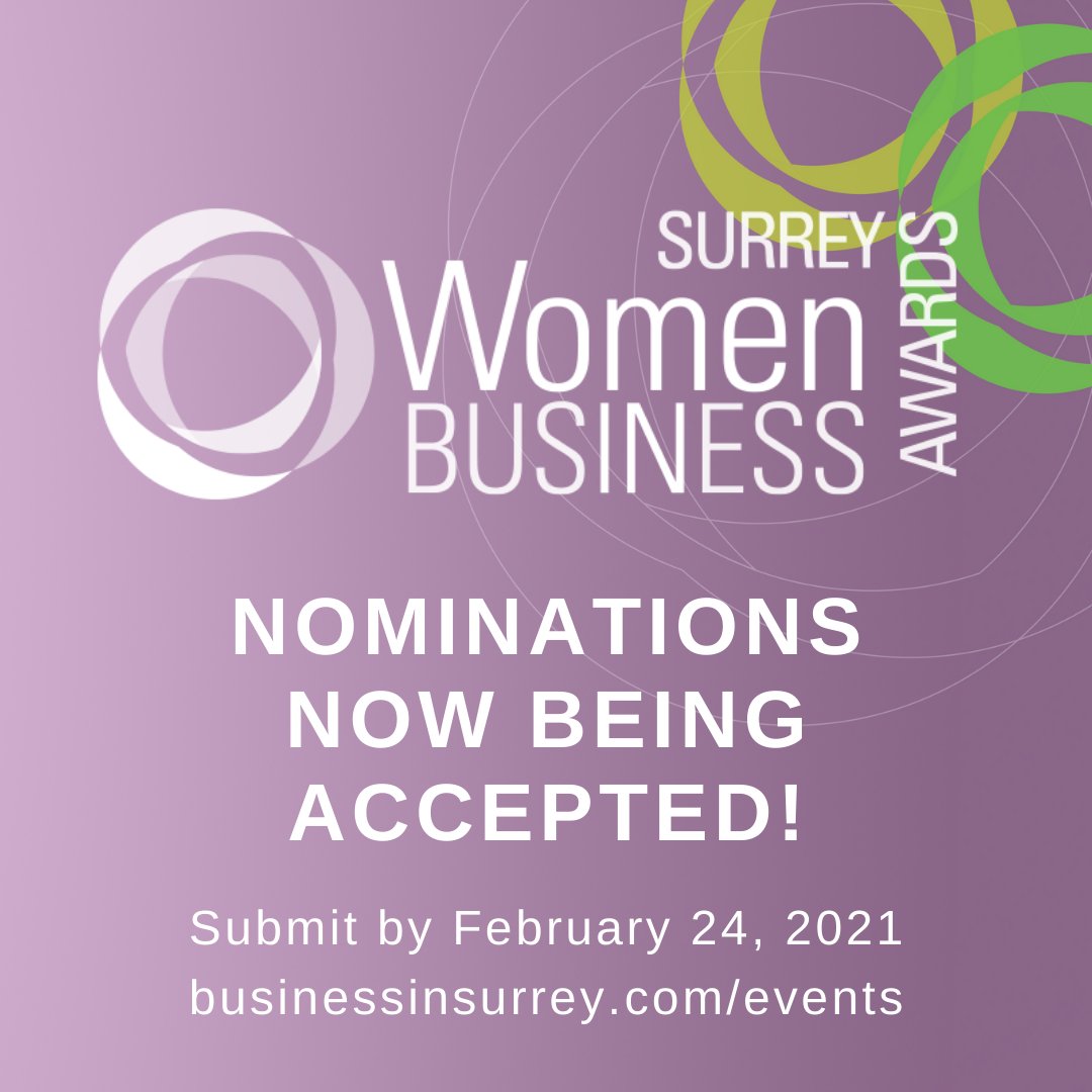 SWRBOT's tweet photo. Look around you and you'll find women hard at work, making Surrey a better place. We want to know about them! Nominations are now being accepted in 7 categories for the Surrey Women in Business Awards. Nomination details at https://t.co/IGDMc04F6W https://t.co/nMuISFhS1E