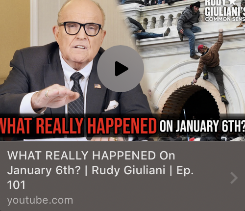 MeidasTouch's tweet photo. Ok @YouTube, it's your turn. Rudy Giuliani is spreading disinformation on your platform and is inciting more violence, calling the terrorist attack an "uplifting rally," "magnificent," "quite beautiful" and "a rally of love." Please ban his account immediately. https://t.co/cCRw1LgtJv
