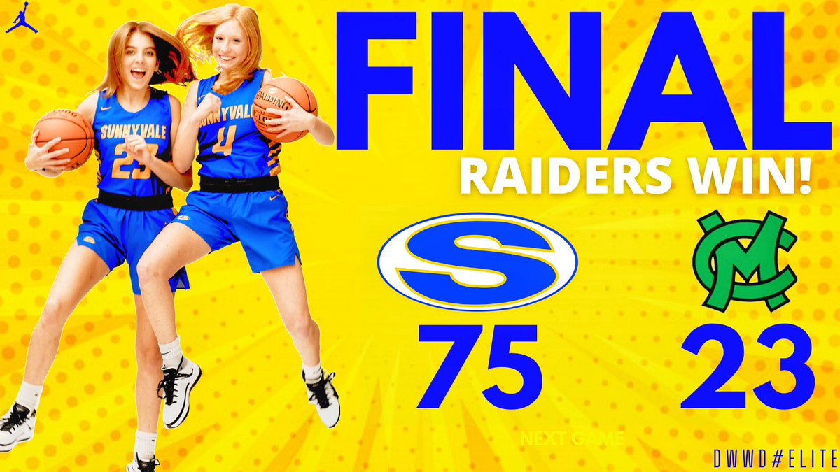 The #4 Sunnyvale Lady Raiders wrapped up the first half of district with a 75-23 win over Caddo Mills! The JV won 43-39! Both teams are now 6-0 in district! #18-1 #elite #DWWD