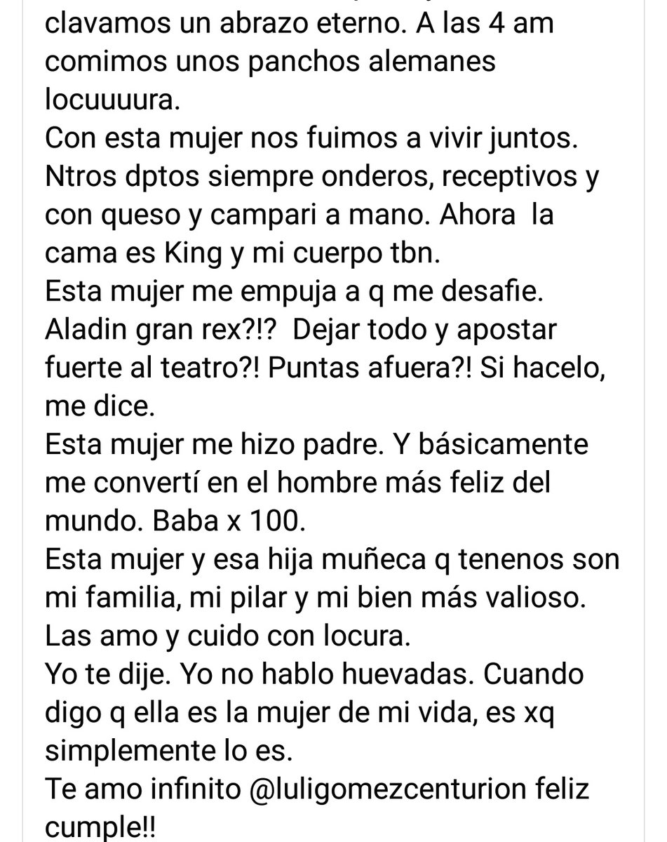 bedefecchi's tweet photo. Lo que le escribió Barassi a la novia por su cumple. Te amo gordo. https://t.co/xBoDaoYWPz