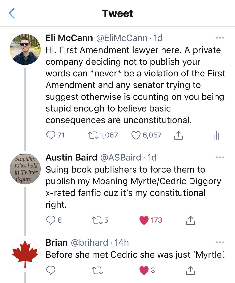 EliMcCann's tweet photo. This exchange is really all I ever needed from twitter. https://t.co/ZVYl9tTbWq