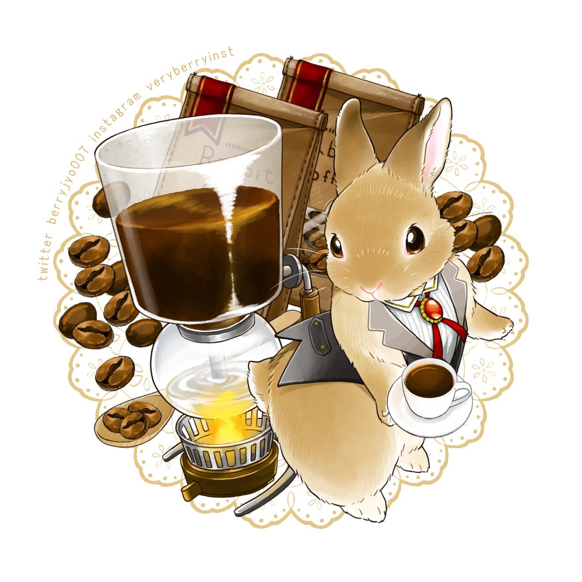 coffee no humans cup rabbit teacup saucer vest  illustration images