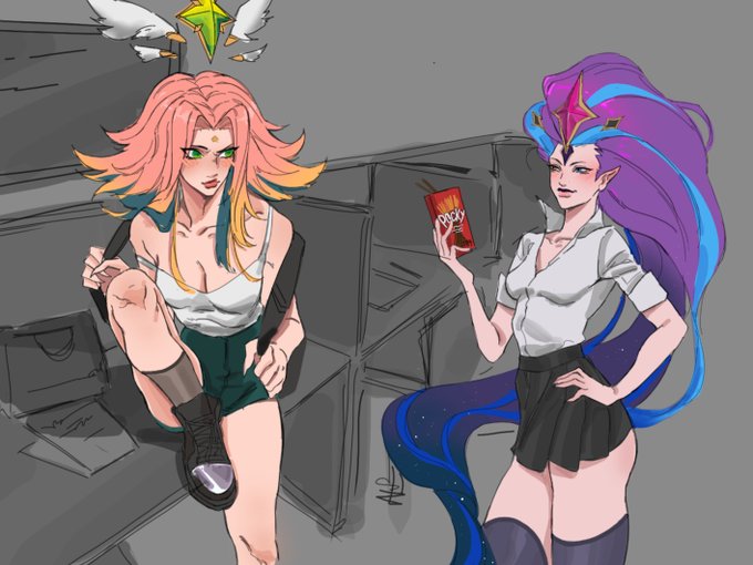 Let's play with Pocky#LeagueOfLegendsFanArt #Neeko #starguardian #Zoe #ArtofLegends 