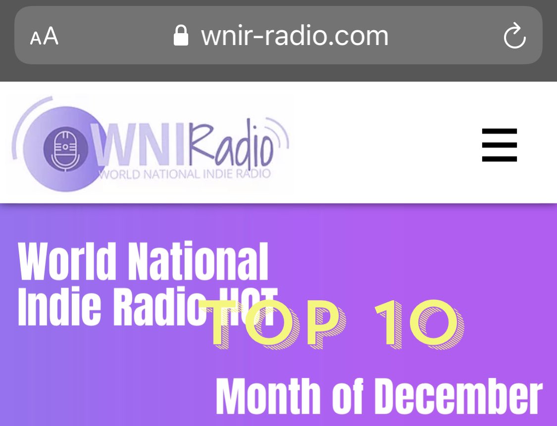 KTCrawfordMusic's tweet photo. My song made December's "Hot Top 10" for WNIR! #top10 #music #indiemusic #radio https://t.co/vwAeFP1VW4