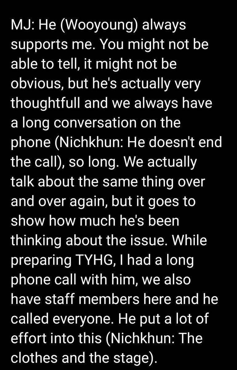 It's turn for Minjun to read Wooyoung's letter for him. Wooyoung tells him he IS music and he should lock himself to write songs, he shouldn't let anyone or anything distract him, and Minjun has some words about Wooyoung