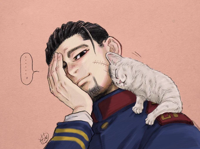 猫チャンに懐かれてまんざらでもない尾形 