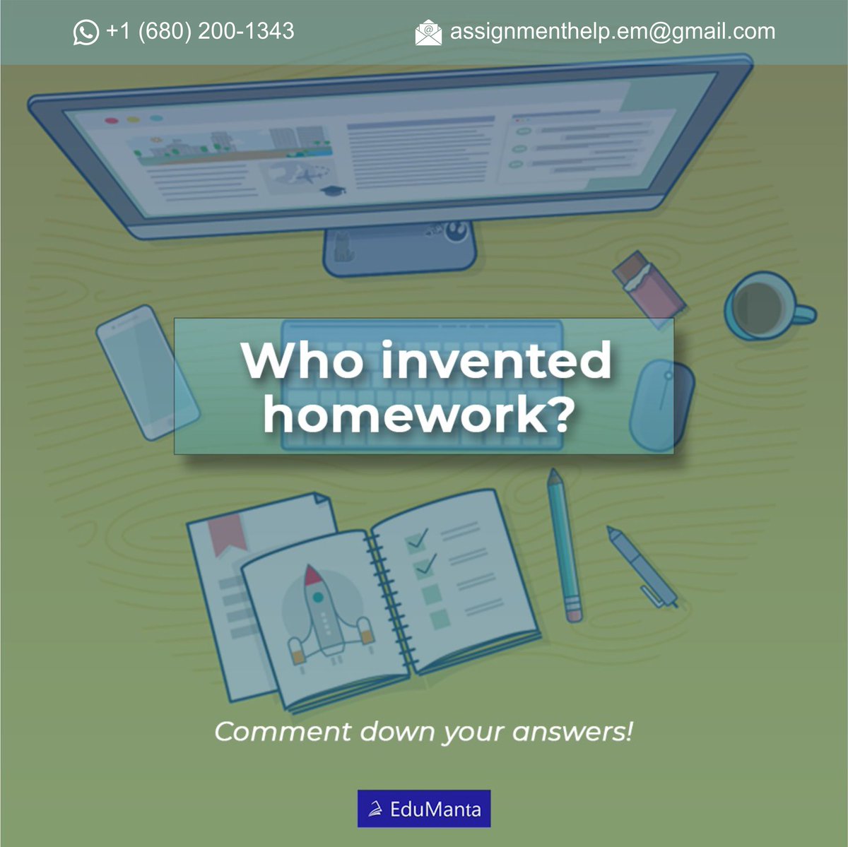 assignment_em's tweet image. Assignments play an important role in expanding our learning, so a question for all the homework lovers as well as haters. Who invented homework? Who invented homework? 

#assignmenthelpinaustralia #homeworkhelp