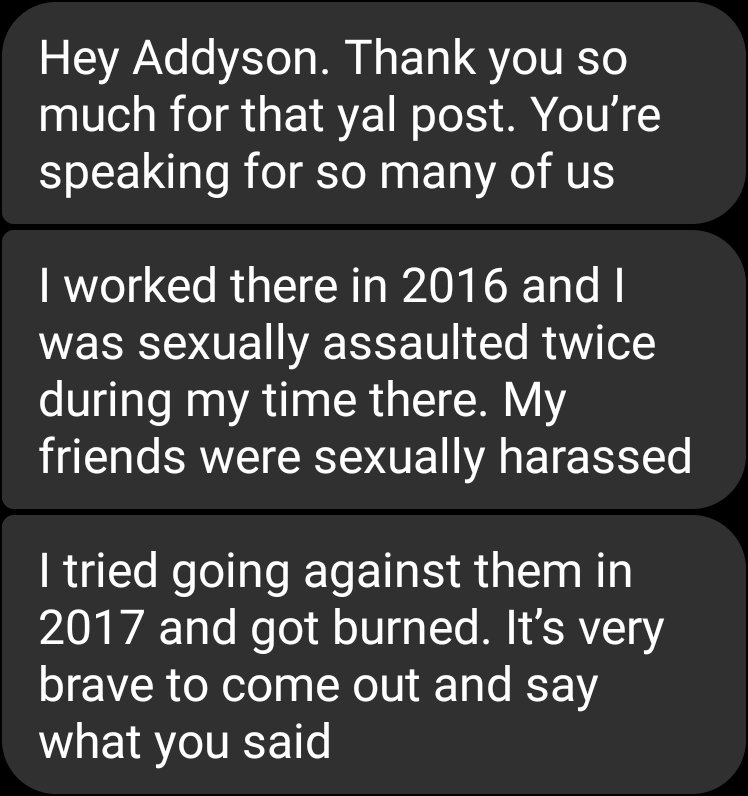 Facebook DM shared with permission @YALiberty  #YALtoo  #FireCliff