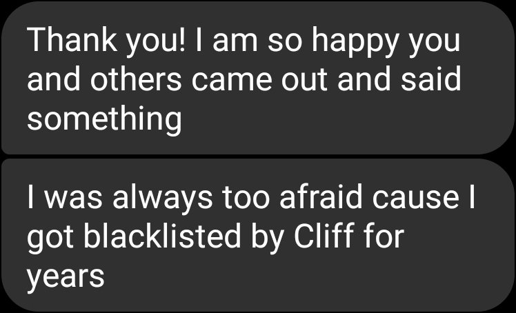 Facebook DM shared with permission @YALiberty  #YALtoo  #FireCliff