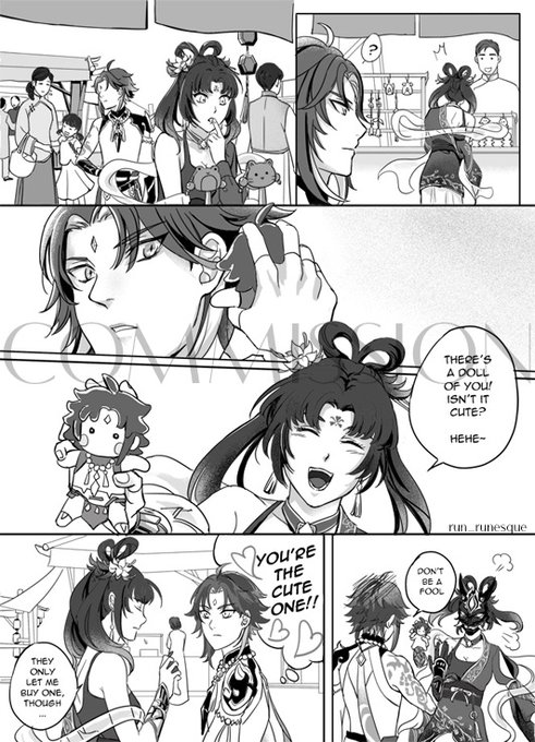 Commissioned by @xisanamii to turn her Xiao/OC scenario into a one-page manga~ Such a gracious commissioner, thank you so much! 