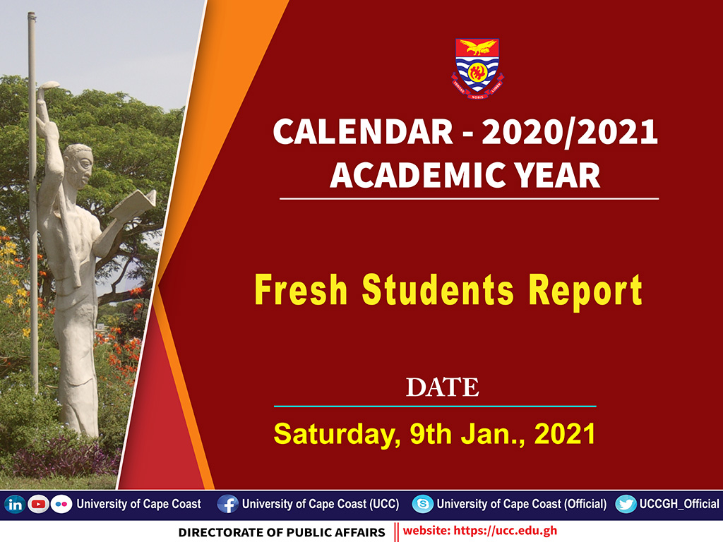 University of Cape Coast (UCC) on X: "Fresh students of the University for  the 2020/21 Academic Year report today. We welcome you all to the Uni. of  Competitive Choice and hope your