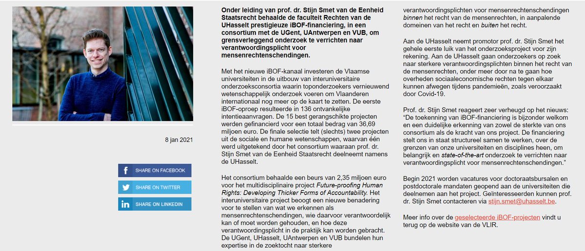 Proficiat collega Stijn Smet <a href="/uhasselt/">Universiteit Hasselt</a>
Rechtenfaculteit UHasselt haalt prestigieus iBOF-project binnen uhasselt.be/UH/core/2020/R…