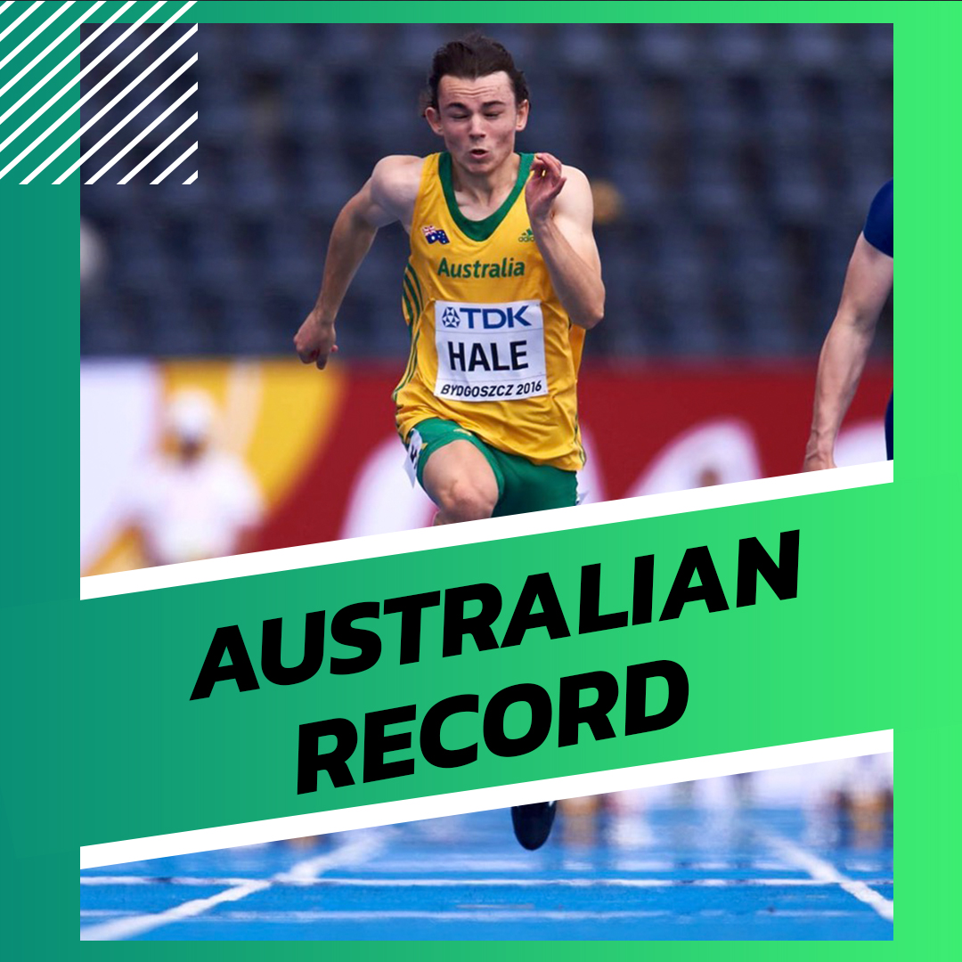 AustralianAths's tweet photo. AUSTRALIAN RECORD! Hobart's Jack Hale has taken out the David Baxter 100 Yards Championship, clocking a time of 9.43 (+2.0). Jack's time broke Gary Eddy's record set all the way back in 1966. Congratulations Jack! https://t.co/5TVG5xc0oi