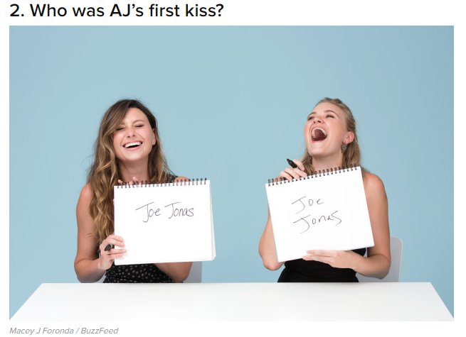 2005-2006: AJ Michalka from duo of sisters Aly & AJ. They were each other’s first kiss.