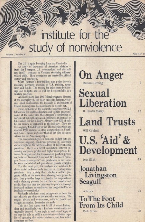 in 1965, she founded her "Institute For The Study Of Non-Violence" in Carmel Valley, Monterey County together with mentor Ira Sandperl.