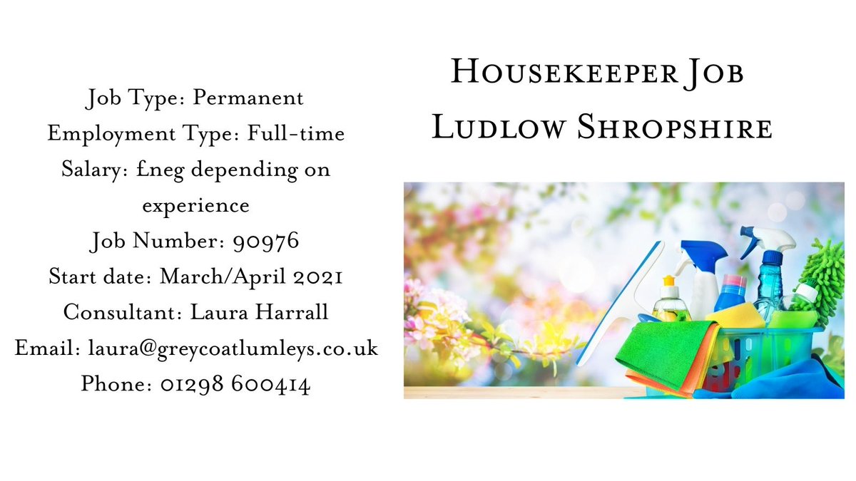 A longstanding client of Greycoat Lumleys is looking for a new Housekeeper to join their household. The house is period &amp; there are antiques, fine fabrics &amp; finished that need careful care ...

More details click here ow.ly/qxmH50D34f9

#housekeeperjob #newjob #housekeeping