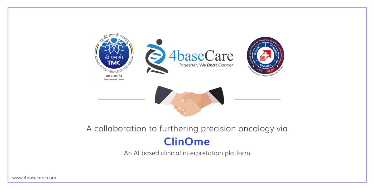 4baseCare's tweet photo. 4baseCare hits a remarkable milestone by a collaboration agreement with ACTREC-Tata Memorial Centre for development of an AI-driven clinical interpretation platform, ClinOme, for taking personalized cancer treatment ahead.

Click below to know more-
https://t.co/AzD2mZ900Q https://t.co/PlJh4IXHZw