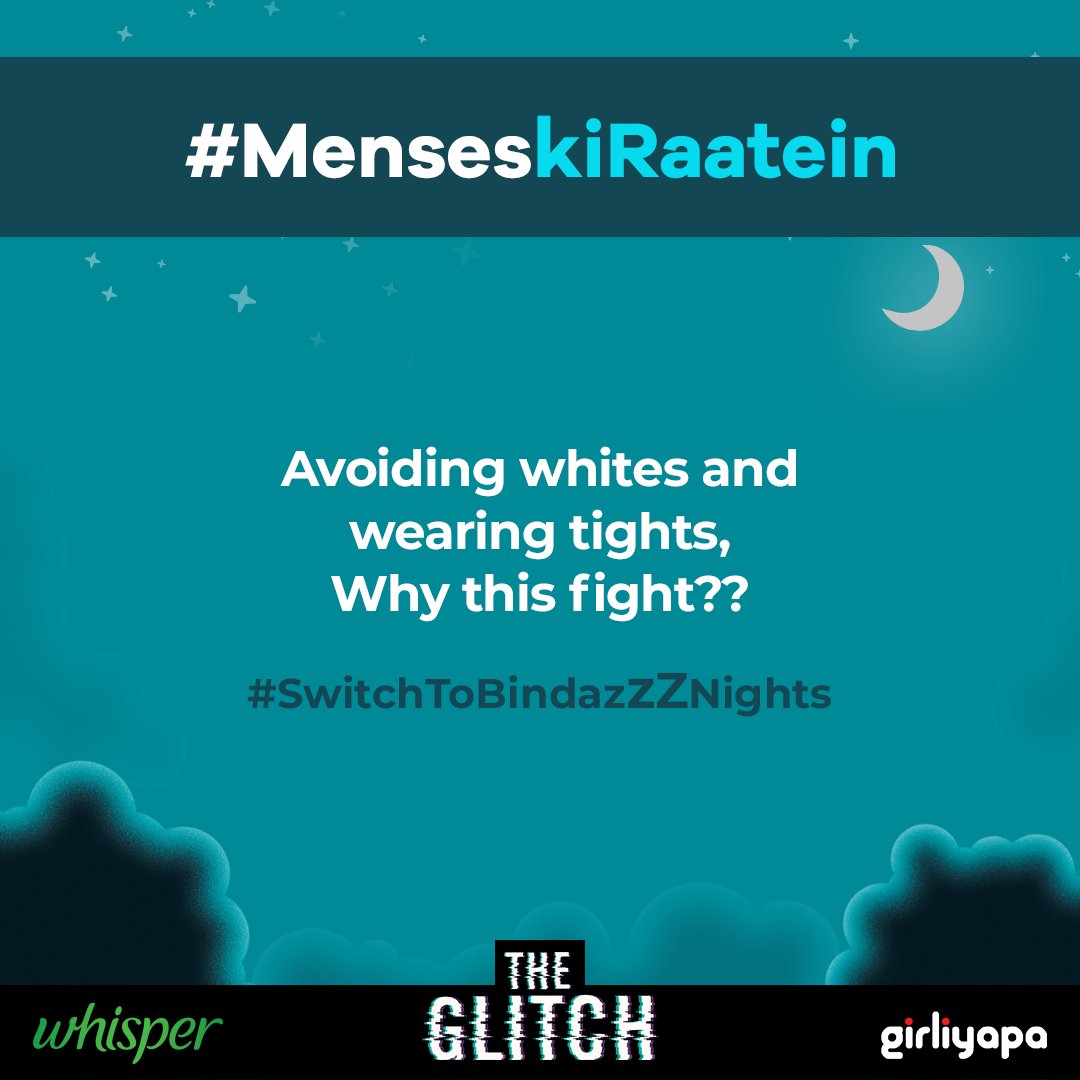 Menses ki raatein are tough.
But with @WhisperIndia sleep like a koala, without any worries.
The Glitch all episodes out.
Watch here: https://t.co/LXINQ9rmmC
#SleepBindazzz #BindazzzNights #SwitchToBindazzz https://t.co/qYgkePyfDY