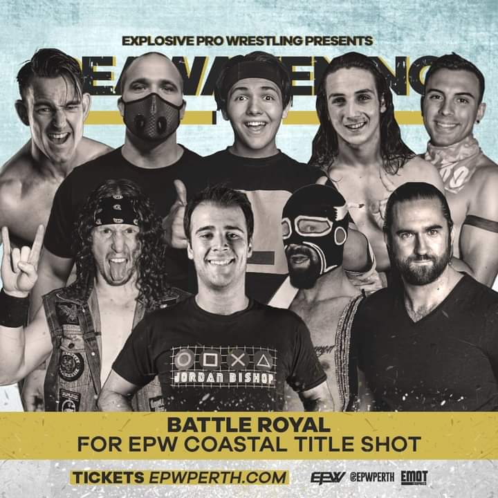 EPWPerth's tweet photo. BATTLE ROYAL FOR A COASTAL TITLE MATCH - Night 1

#EPWRA19

Who is your money on to outlast the rest and face @EPWDavisStorm ?

Tix selling fast!   https://t.co/DZ0ZS9tm9n https://t.co/lx6PFu74rO