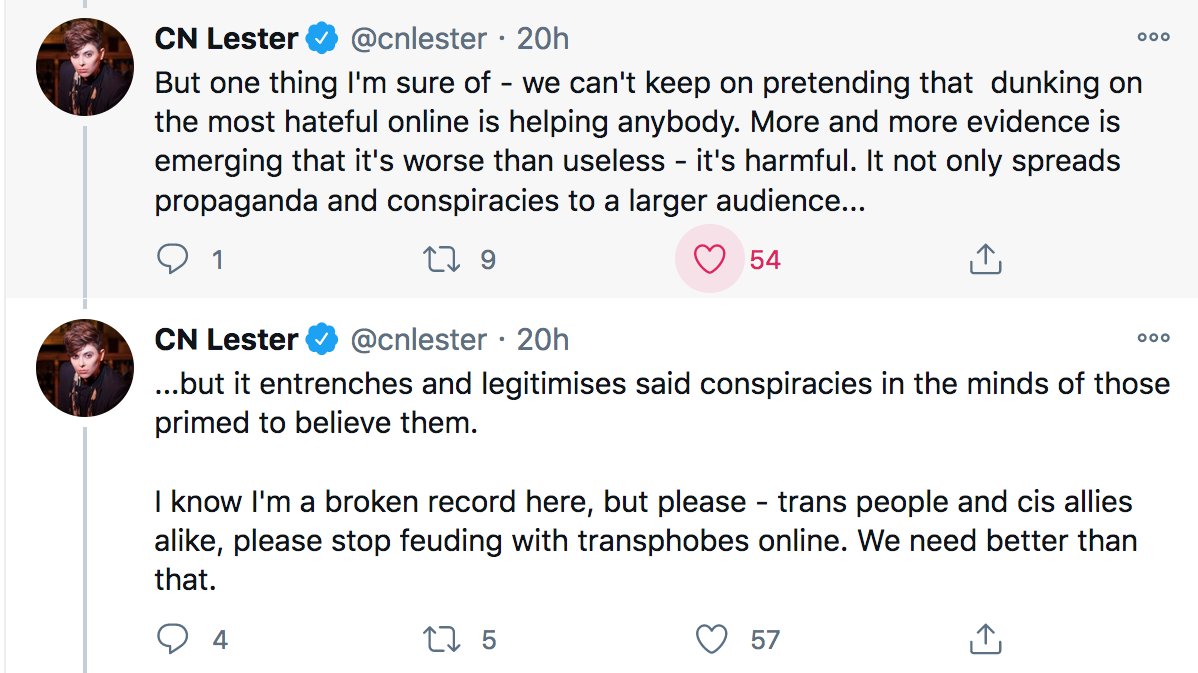 At least this is true. Posting memes threatening women with guns and knives, fantasising about how people would like us to die, telling us to choke on dicks, comparing us to viruses and swarms, is definitely not helping your cause.