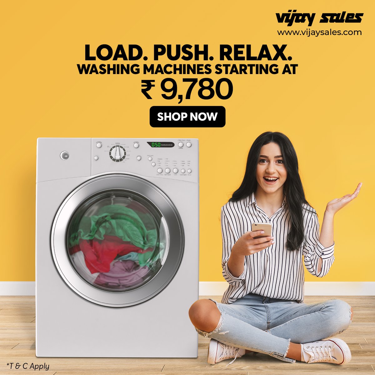 VijaySales's tweet image. Load the laundry. Push the button. Relax while the washing machines takes care of your clothes!
Shop now on bit.ly/3q4c9En to buy from a wide range of superior performing washing machines.

#WashingMachineOffers