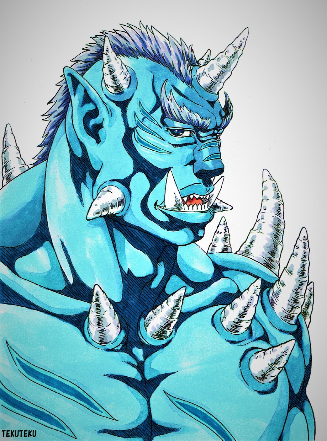 Tekuteku コロナばっかりで気が滅入るからカッコいい悪役貼ろうぜ 悪役を買って出て赤鬼を泣かせた青鬼 Illustration オリジナルイラスト T Co Tcs7zhtuck Twitter