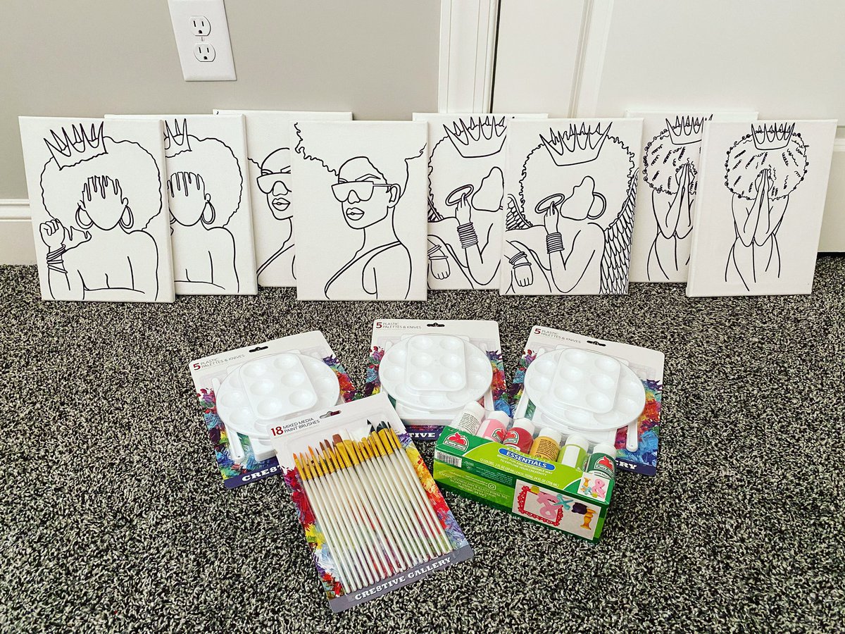 _JesusTaughtMe's tweet photo. 🗣Sip and Paint Party of Eight! 🎨🍷
•
•
8 canvases + 4 designs + Brushes + Paint (12 Colors) + Paint pallets = A good time! ☺️
Inbox if you’re interested 📥
#TakingOrdersNow.
#AuthenticStrokes.
#LetMeHelpYouWithYourSipAndPaintAtHome.
#HandMade. https://t.co/BCGBkMyqdf