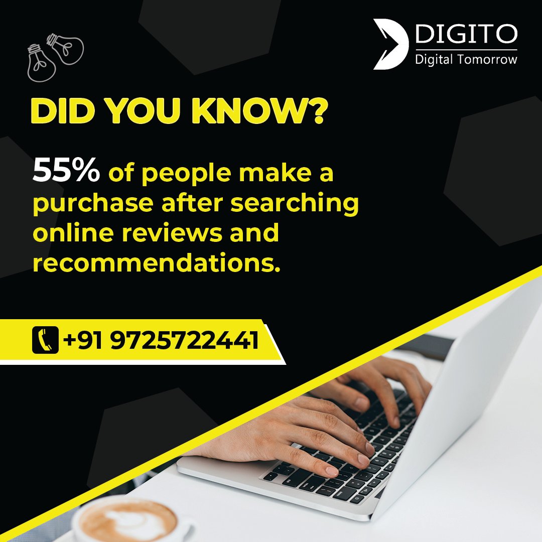 digitopvtltd's tweet photo. Did you know 55% of people make a putchase after searching online reviews and recommendations.

Contact us for build strong online presence of your business
Call at 9725722441 or Visit for more information https://t.co/6BPsXpr9fj

#socialmediamarketing  #digitalvadodara https://t.co/CFgomNQbLs