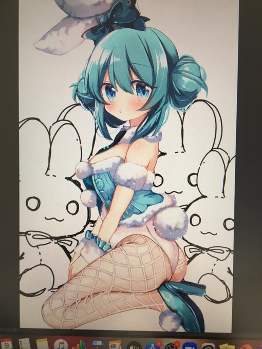 ウサギがガン見してるみたいになってる 