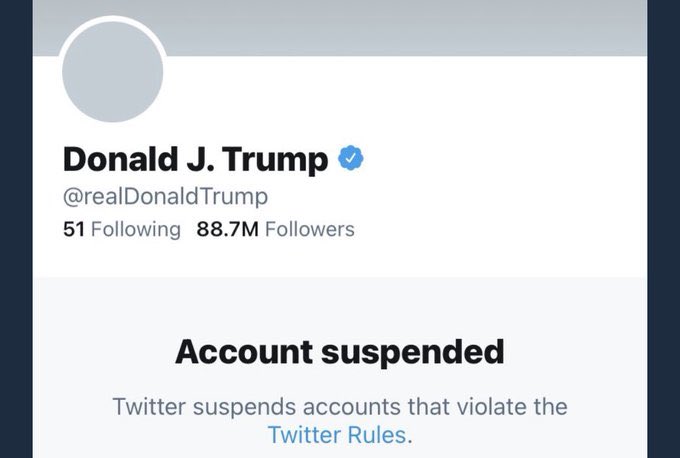 #TrumpBanned but this account is still active .. 
why ? Twitter will not tell this !

Now these big tech social media private companies having absolute monopoly on narratives &amp; freedom of speech/expression.

World need URGENT ALTERNATIVE