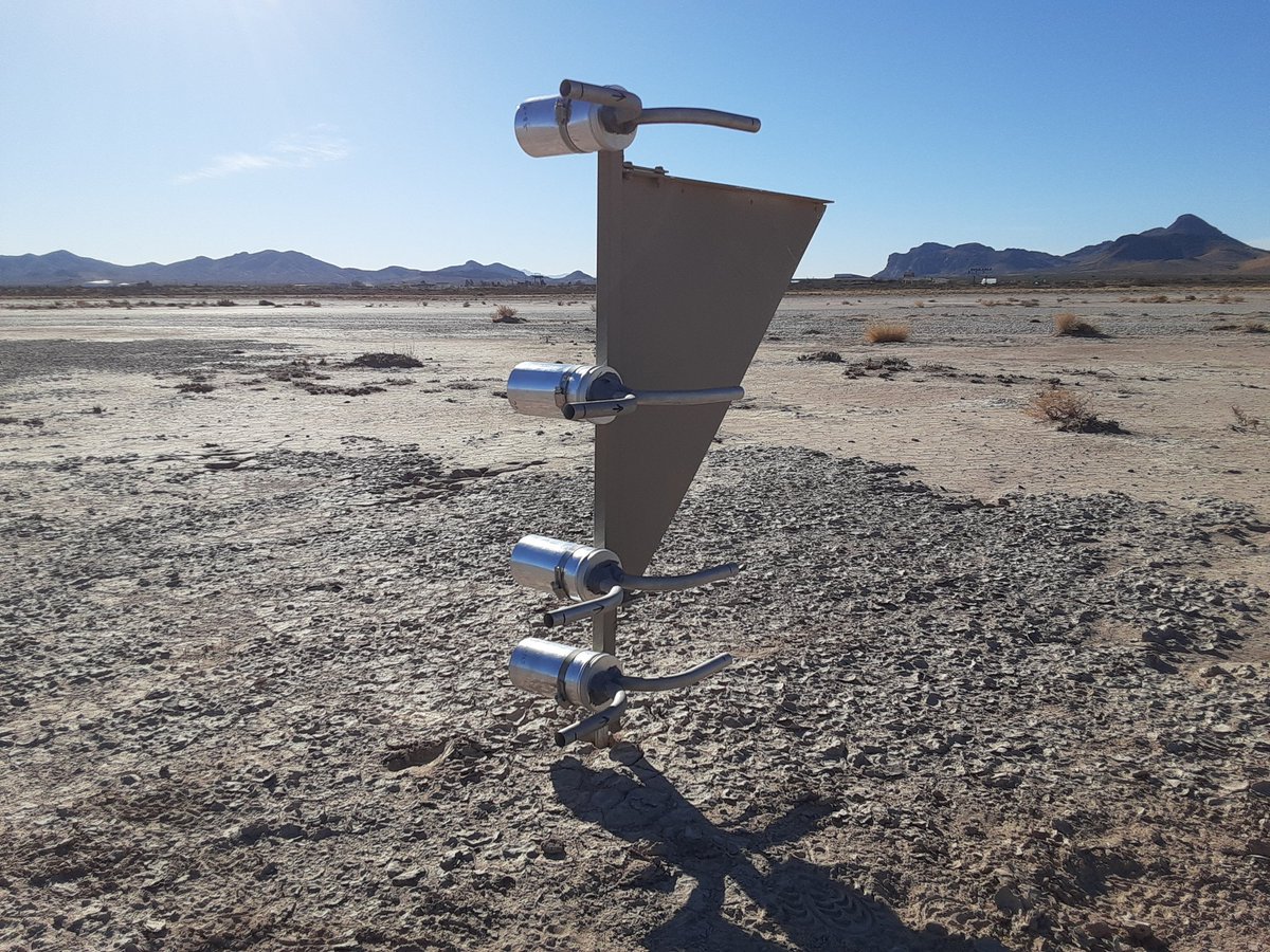 NMClimate's tweet photo. Wonderful weather today to collect our sand flux samples and service dust samplers on the Lordsburg playa #airquality #nmenvironment #nmairquality #FieldworkFriday https://t.co/cOM1ph7c1D