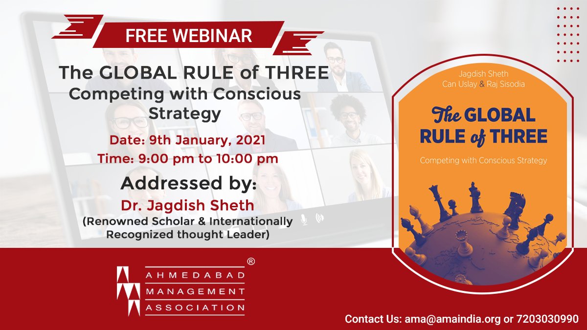 ama_ahmedabad's tweet photo. Free Webinar on 'The Global Rule of Three: Competing With Conscious Strategy' @ 9 p.m. tonight
To register send us your details at ama@amaindia.org or 7203030990 

#ama #amaindia #ahmedabad #freewebinar #globalrule #strategy #webinar  #competing #marketingstrategy https://t.co/HRqwbU388B
