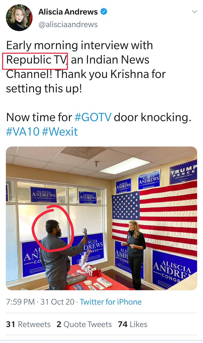 Krishna helped her in setting up for an interview with Republic TV.