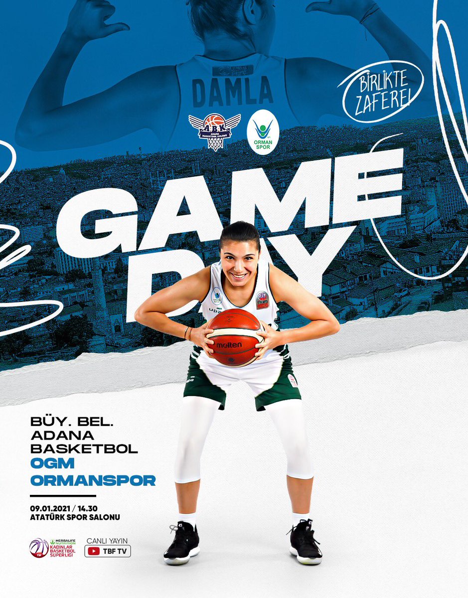 🏀 Maç Günü
🏆 Herbalife Nutrition Kadınlar Basketbol Süper Ligi 
🆚  <a href="/AbkAdana/">Adana Basketbol Kulübü</a>  
⏰  14:30 
📍  Atatürk Spor Salonu
📺  youtube.com/c/TBF