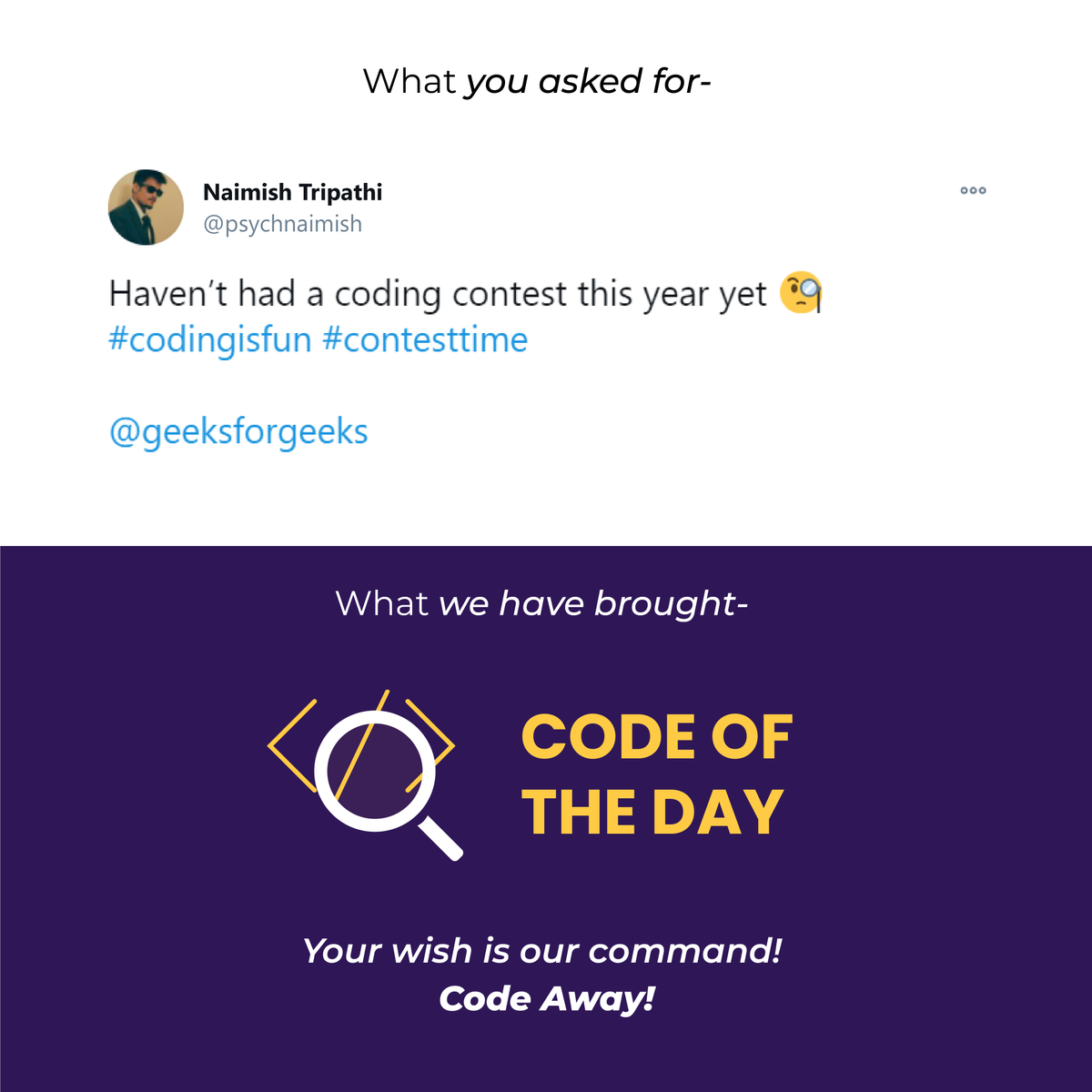 geeksforgeeks's tweet image. #ResolutionDays2021 are here to give you all that you asked for, and much more! 

Only 2 days left! Don't miss out on the deals of the Year!

#Learnprogramming #learntocode #codenewbie #offers #SaturdayMotivation #Dsa #100DaysOfCode #dealofthday #sale #onlinelearning #GFG