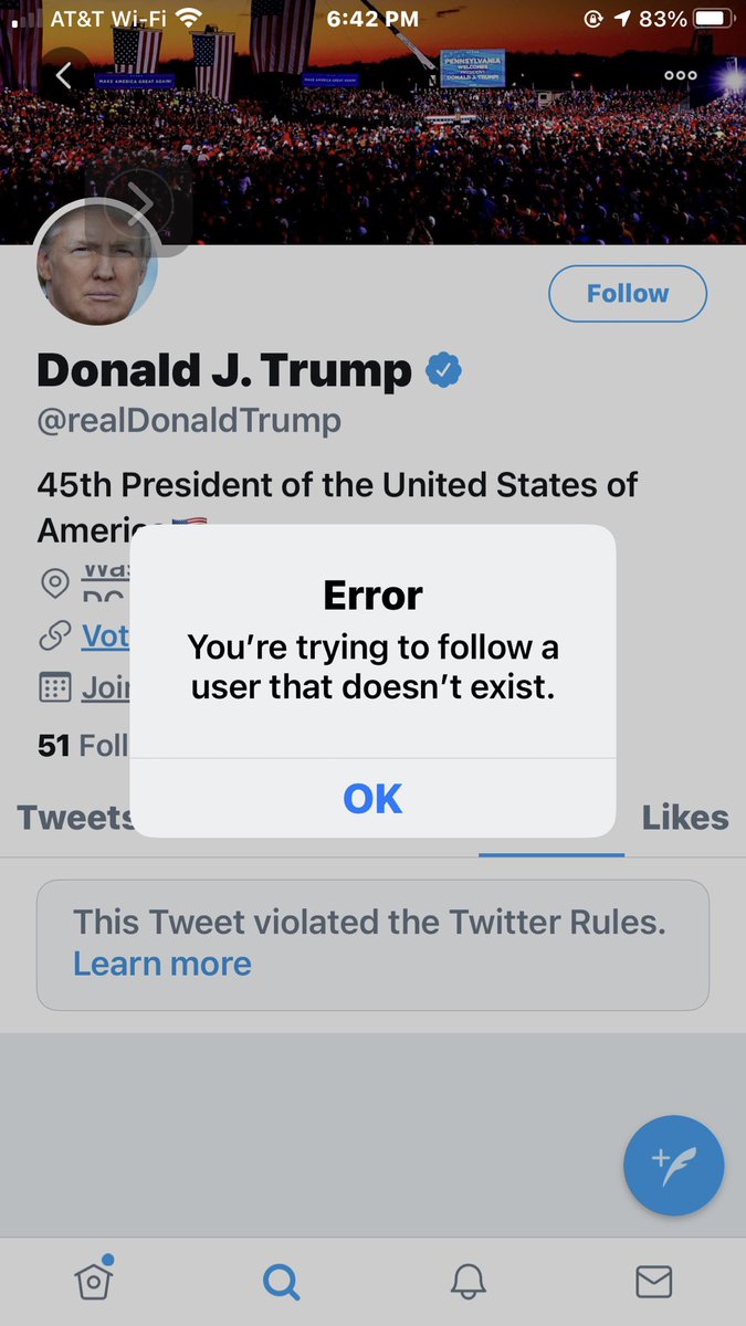 iamcandyibarra's tweet photo. Truer words have not been spoken . YOU DO NOT EXIST ! Go already @realdonaldtrump . Too little too late Twitter .. so much damage done . @realdonaldtrump #impeachdonaldtrump #loser  #GOPsucks #thisisamerica  #democracynow #saveusa #noroomforracism #justice https://t.co/MhOusSJJFS