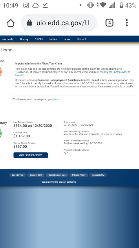 ericlopez0303's tweet photo. @CA_EDD mine still says this on the pictures.When I click on certify it says this on the other pic. havent gotten any message in my inbox with any link for I.D. verification nor a message that says suspended or anything still have money in my balance I'm on pua or pecu. What should I do? https://t.co/iL279QsdGI