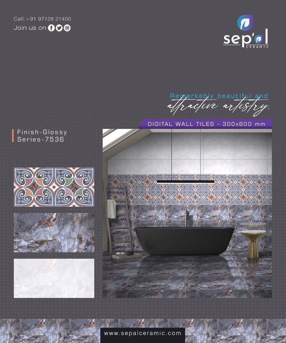 SepalCeramic's tweet photo. Digital Wall Tiles

𝐂𝐚𝐥𝐥:- +𝟗𝟏 𝟗𝟕𝟏𝟐𝟖 𝟐𝟏𝟒𝟎𝟎
𝐰𝐞𝐛:- 𝐰𝐰𝐰.𝐬𝐞𝐩𝐚𝐥𝐜𝐞𝐫𝐚𝐦𝐢𝐜.𝐜𝐨𝐦 

300X450mm 
300X600mm  Glossy 
#Sepal #Sepalceramic #vitrified #manufacturing #tiles #ceramics #matt #glossy #Exporter #floortiles #600x1200mm #TilesOfIndia #manufacturer https://t.co/S2VnlScA8b