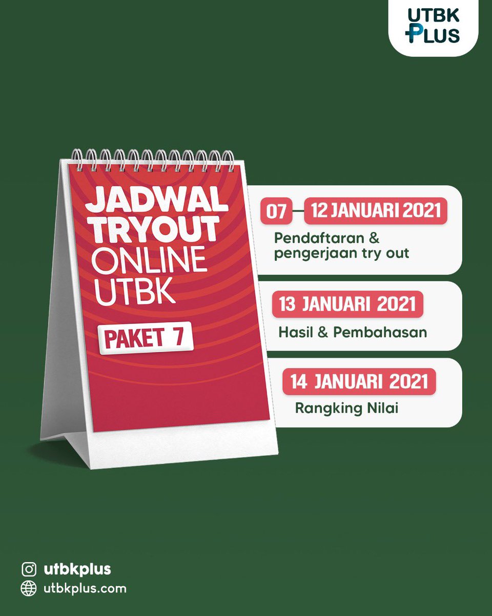utbkplus's tweet photo. Belum ikutan Try Out @utbkplus Paket 7? Daftar sekarang yuk, Diskon 1 belum habis nih🥳✨
Daftar di https://t.co/hs77t1pX6A dan lakukan transaksi pembayaran dengan dompet digital kamu🤗
#tryout #tryoututbk #tryoutptn #tryoutsbmptn #tryoutonline #UTBK #UTBKSBMPTN #SBMPTN #SNMPTN https://t.co/RoHd00hENJ