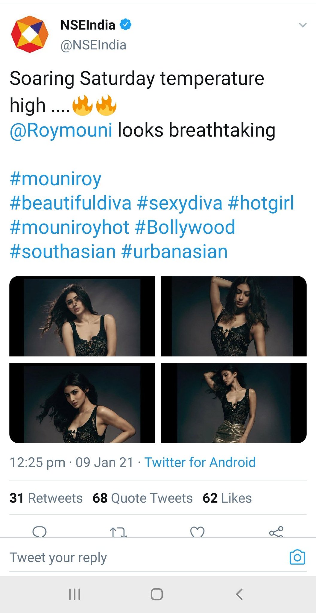 NSE India shares actor Mouni Roy's pics from its official Twitter handle