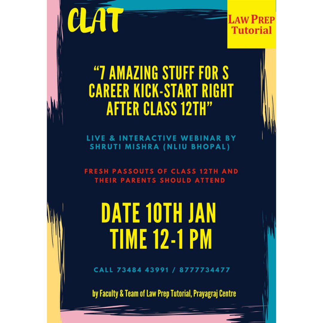 panacealearn's tweet photo. #CLAT #CLAT2021 #WEBINAR #FREESESSION #SUNDAY #JOINUS #NLU #10JANUARY #SUCCESSFUL #CAREER #LAWPREPTUTORIALPRAYAGRAJ #PRAYAGRAJ #clatpreparationinstitute #clattips #clatpreparation #clataspirant #clatexampattern #webinar #freesession #freesessions #careergoals #careercounseling https://t.co/B37NhqUSK8