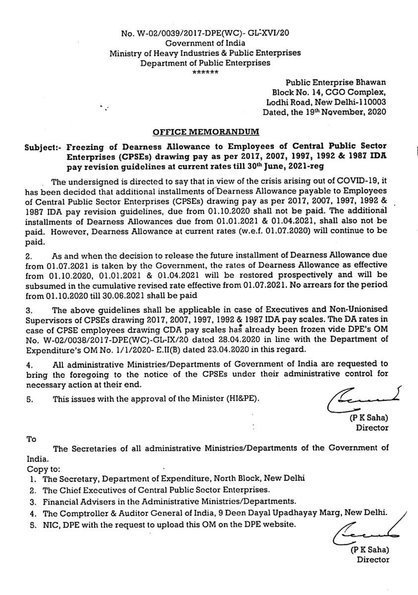 <a href="/DPE_GoI/">Department of Public Enterprises</a> <a href="/DoT_India/">DoT India</a> dpe  clarificatory orders IDA defreezement not clear transparent also not endorsed to all administrative ministries please issue  clear orders as per statement of ASG in Kerala highcourt. 
Avoid regiment anguish.