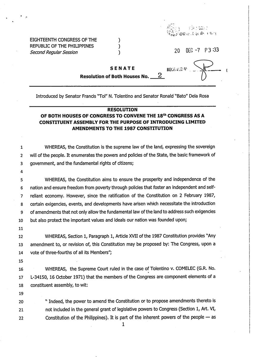 RyBarcilla's tweet photo. No "Term extension" mentioned in the official document.
Term extension? That's fake news.
#YestoFDI
#SupportCharterChange
#ConstitutionalReformNOW https://t.co/Z8QUSl0A3z